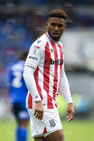 220423 - Cardiff City v Stoke City - Sky Bet Championship - Tyrese Campbell of Stoke City in action