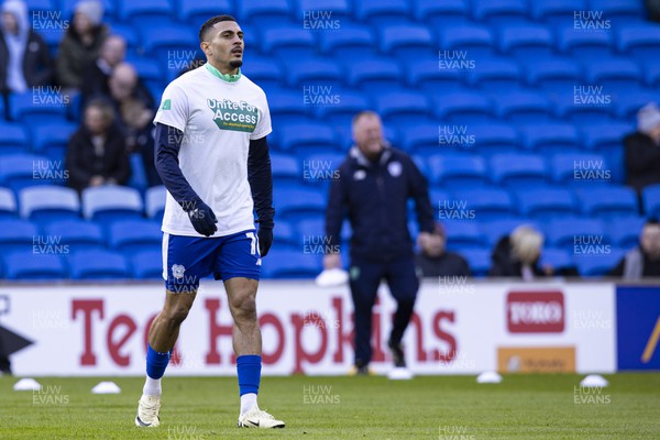 240224 - Cardiff City v Stoke City - Sky Bet Championship - Karlan Grant of Cardiff City during the warm up