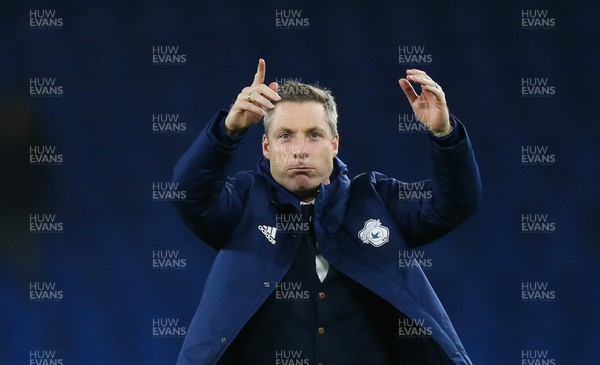 261119 - Cardiff City v Stoke City, Sky Bet Championship - Cardiff City manager Neil Harris applauds the fans at the end of the match