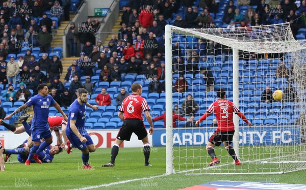 130118 - Cardiff City v Sunderland, Sky Bet Championship - Callum Paterson of Cardiff City wheels away to celebrate after scoring goal