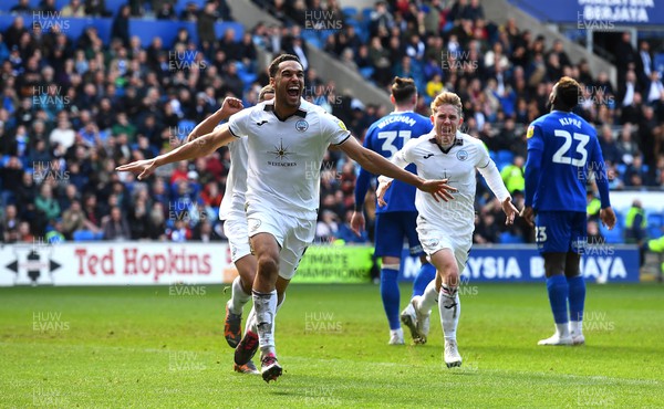 010423 - Cardiff City v Swansea City - EFL SkyBet Championship - Ben Cabango of Swansea City celebrates scoring goal
