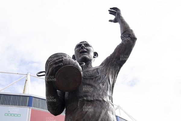 010423 - Cardiff City v Swansea City - Sky Bet Championship - The Fred Keener statue outside the Cardiff City Stadium ahead of the match 
