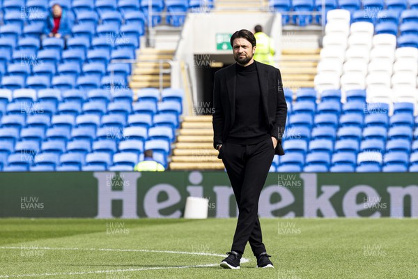 010423 - Cardiff City v Swansea City - Sky Bet Championship - Swansea City manager Russell Martin inspects the pitch ahead of the match