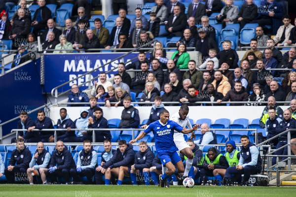 010423 - Cardiff City v Swansea City - Sky Bet Championship - Andy Rinomhota of Cardiff City in action against Olivier Ntcham of Swansea City