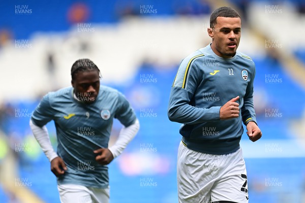 020422 - Cardiff City v Swansea City - Sky Bet Championship - Joel Latibeaudiere of Swansea City during the pre-match warm-up 