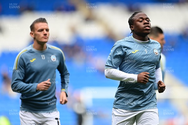 020422 - Cardiff City v Swansea City - Sky Bet Championship - Michael Obafemi of Swansea City during the pre-match warm-up 