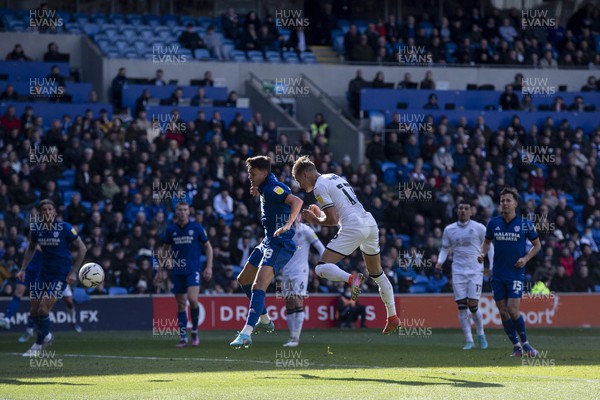 020422 - Cardiff City v Swansea City - Sky Bet Championship - Hannes Wolf of Swansea City scores his side's third goal 