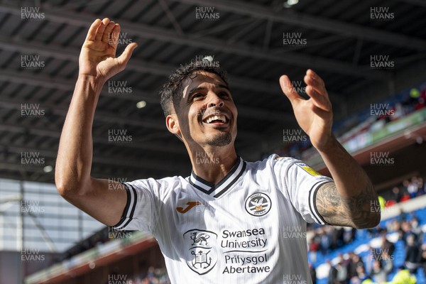 020422 - Cardiff City v Swansea City - Sky Bet Championship - Kyle Naughton of Swansea City applauds the fans at the final whistle 