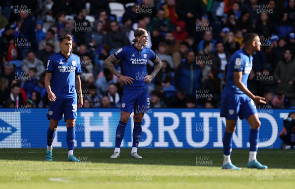 020422 - Cardiff City v Swansea City, South Wales derby - SkyBet Championship - A dejected Aden Flint of Cardiff City after Swansea�s third goal