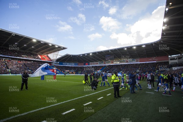 120120 - Cardiff City v Swansea City - SkyBet Championship - Teams walk out onto the pitch