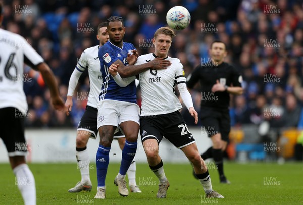 120120 - Cardiff City v Swansea City - SkyBet Championship - George Byers of Swansea City is challenged by Leandro Bacuna of Cardiff City