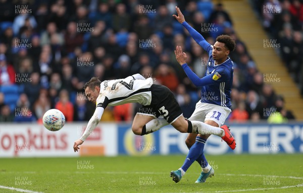 120120 - Cardiff City v Swansea City, Sky Bet Championship - Connor Roberts of Swansea City and Josh Murphy of Cardiff City compete for the ball