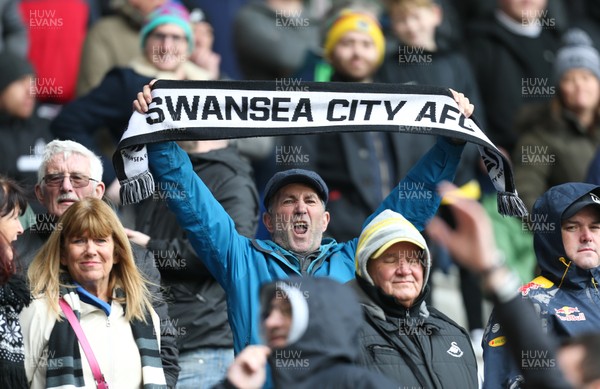 120120 - Cardiff City v Swansea City, Sky Bet Championship - Swansea City fans support their team at the start of the match