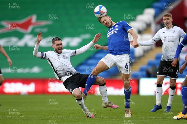 121220 - Cardiff City v Swansea City - SkyBet Championship - Will Vaulks of Cardiff City is challenged by Matt Grimes of Swansea City