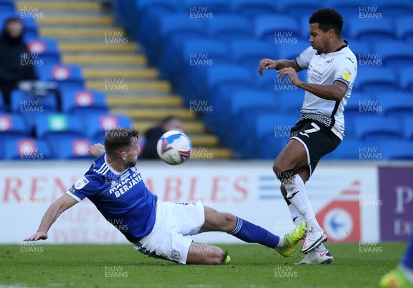 121220 - Cardiff City v Swansea City - SkyBet Championship - Joe Ralls of Cardiff City is given a red card for this tackle on Korey Smith of Swansea City