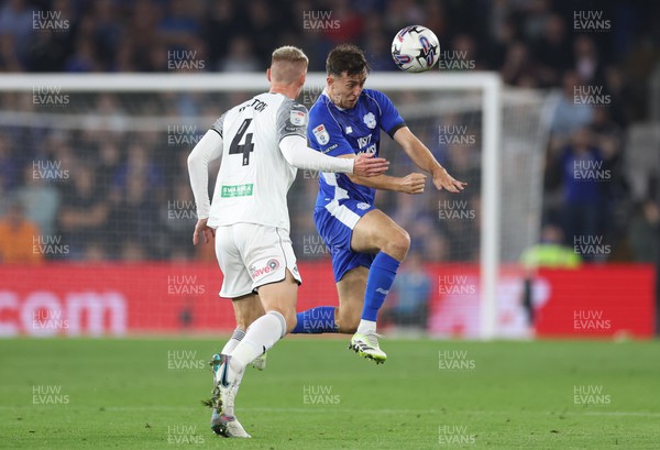 160923 - Cardiff City v Swansea City, EFL Sky Bet Championship - Ryan Wintle of Cardiff City races in to win the ball from Jay Fulton of Swansea City