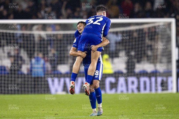 160923 - Cardiff City v Swansea City - Sky Bet Championship - Ollie Tanner with Perry Ng of Cardiff City at full time