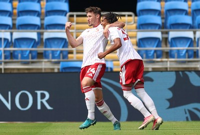 080826 - Cardiff City v Swindon Town, EFL Carabao Cup - Louis Millward of Swindon Town celebrates with Matty Virtue of Swindon Town after scoring the opening goal