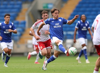 080826 - Cardiff City v Swindon Town, EFL Carabao Cup - Cian Ashford of Cardiff City breaks away