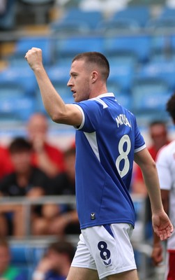 080826 - Cardiff City v Swindon Town, EFL Carabao Cup - Jack Moylan of Cardiff City celebrates after scoring the third goal
