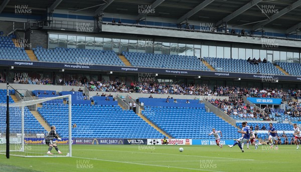 080826 - Cardiff City v Swindon Town, EFL Carabao Cup - Yousef Salech of Cardiff City scores from the penalty spot