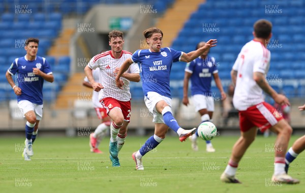 080826 - Cardiff City v Swindon Town, EFL Carabao Cup - Cian Ashford of Cardiff City breaks away