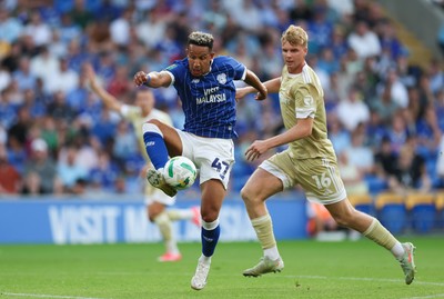 120825 - Cardiff City v Swindon Town, EFL Carabao Cup, Round 1 - Callum Robinson of Cardiff City controls the ball