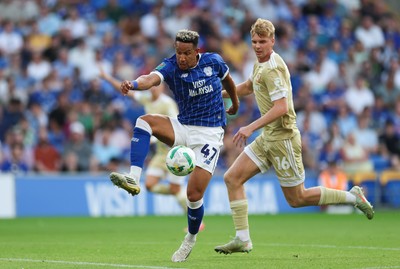 120825 - Cardiff City v Swindon Town, EFL Carabao Cup, Round 1 - Callum Robinson of Cardiff City controls the ball