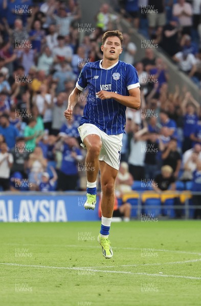 120825 - Cardiff City v Swindon Town, EFL Carabao Cup, Round 1 -Rubin Colwill of Cardiff City celebrates after scoring the second goal