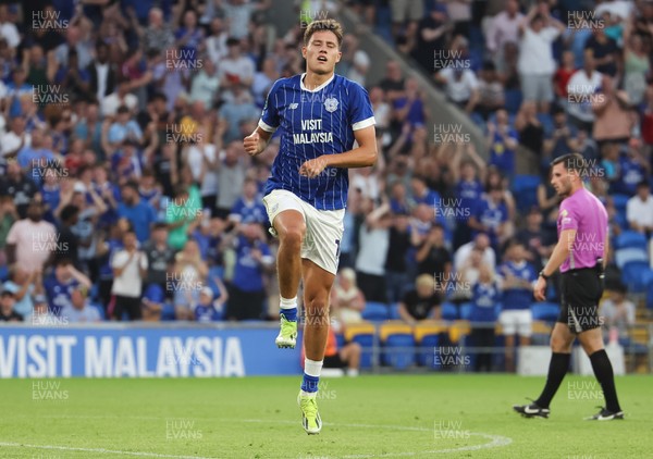 120825 - Cardiff City v Swindon Town, EFL Carabao Cup, Round 1 -Rubin Colwill of Cardiff City celebrates after scoring the second goal