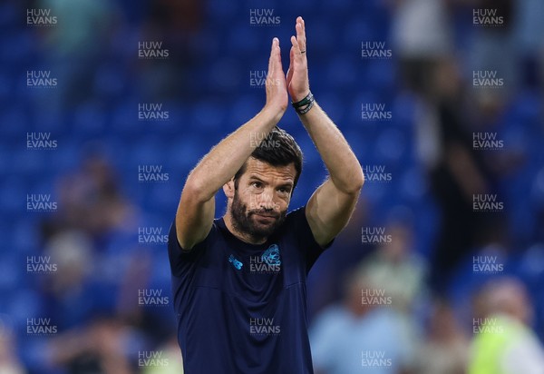 120825 - Cardiff City v Swindon Town, EFL Carabao Cup, Round 1 - Cardiff City head coach Brian Barry-Murphy applauds fans at the end of the match
