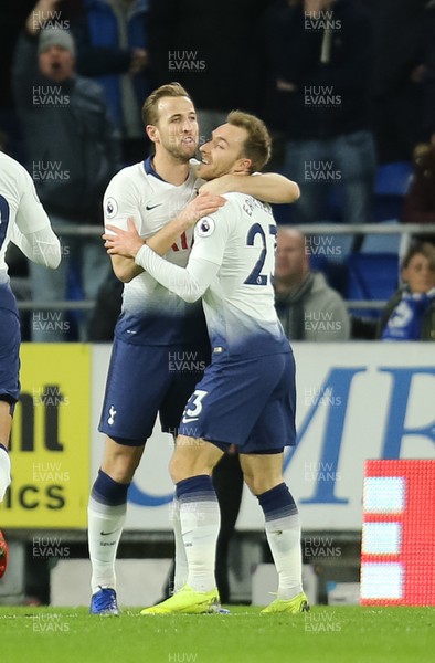 010119 - Cardiff City v Tottenham Hotspur, Premier League - Christian Eriksen of Tottenham celebrates with Harry Kane of Tottenham after scoring the second goal