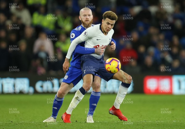 010119 - Cardiff City v Tottenham Hotspur, Premier League - Aron Gunnarsson of Cardiff City and Dele Alli of Tottenham compete for the ball