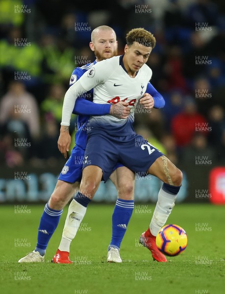 010119 - Cardiff City v Tottenham Hotspur, Premier League - Aron Gunnarsson of Cardiff City and Dele Alli of Tottenham compete for the ball