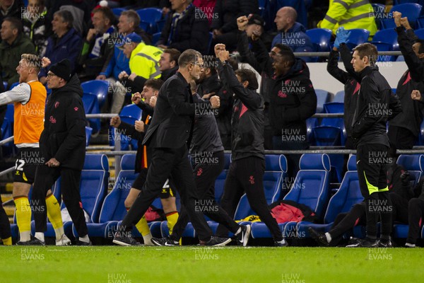 021122 - Cardiff City v Watford - Sky Bet Championship - Watford manager Slaven Bilic celebrates his side's second goal scored by Ismaila Sarr