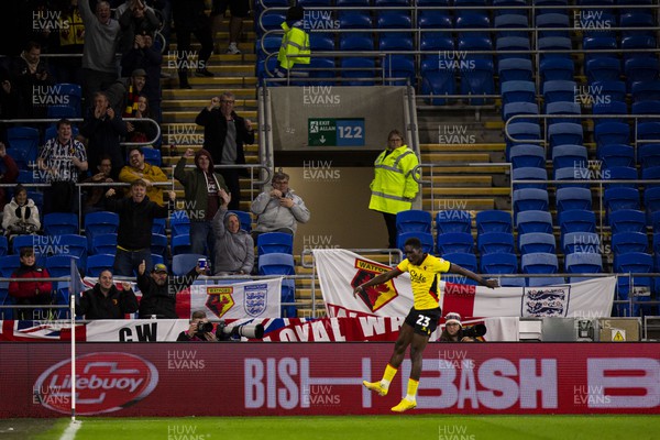 021122 - Cardiff City v Watford - Sky Bet Championship - Ismaila Sarr of Watford celebrates scoring his side's second goal
