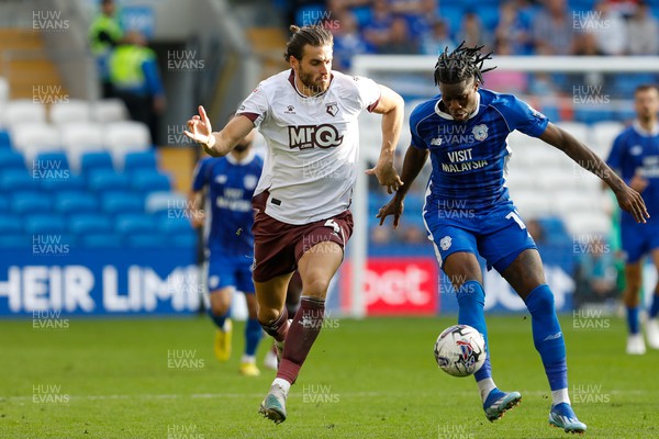 071023 - Cardiff City v Watford - Sky Bet Championship - Iké Ugbo Of Cardiff City and Wesley Hoedt of Watford 