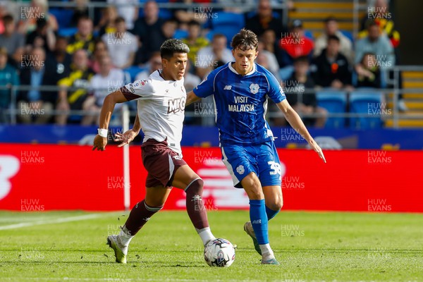 071023 - Cardiff City v Watford - Sky Bet Championship - Imrân Louza of Watford  and Perry Ng Of Cardiff City