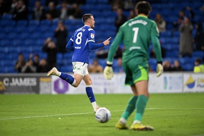 131026 - Cardiff City v Watford - Sky Bet Championship - Jack Moylan of Cardiff City celebrates scoring a goal