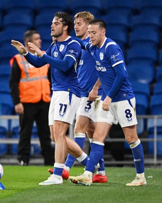 131026 - Cardiff City v Watford - Sky Bet Championship - Ollie Tanner of Cardiff City celebrates scoring his sides 4th goal