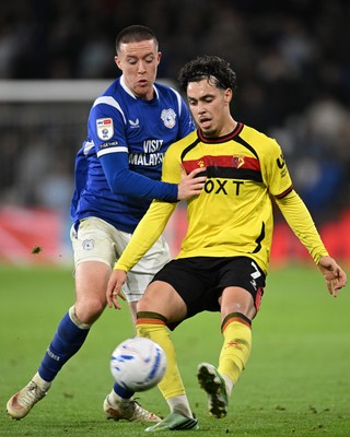 131026 - Cardiff City v Watford - Sky Bet Championship - Jack Moylan of Cardiff City is challenged by Othmane Maamma of Watford