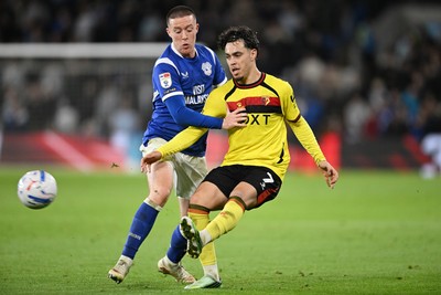 131026 - Cardiff City v Watford - Sky Bet Championship - Jack Moylan of Cardiff City is challenged by Othmane Maamma of Watford