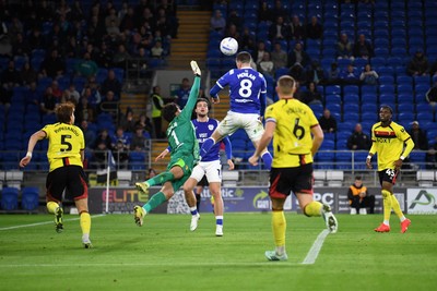 131026 - Cardiff City v Watford - Sky Bet Championship - Jack Moylan of Cardiff City heads on goal