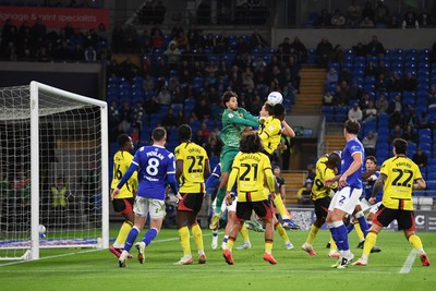 131026 - Cardiff City v Watford - Sky Bet Championship - Federico Ravaglia of Watford pushes the ball away