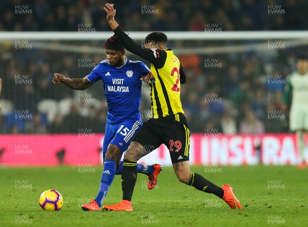 220219 - Cardiff City v Watford, Premier League - Leandro Bacuna of Cardiff City takes on Etienne Capoue of Watford