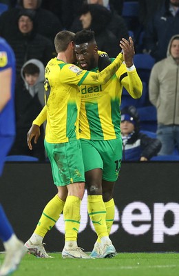 150323 - Cardiff City v West Bromwich Albion, EFL Sky Bet Championship - Daryl Dike of West Bromwich Albion celebrates after coring the opening goal