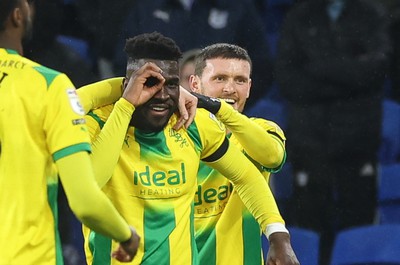 150323 - Cardiff City v West Bromwich Albion, EFL Sky Bet Championship - Daryl Dike of West Bromwich Albion celebrates after coring the opening goal