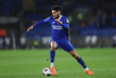 150323 - Cardiff City v West Bromwich Albion, EFL Sky Bet Championship - Kion Etete of Cardiff City wins the ball to set up an attack