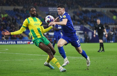 150323 - Cardiff City v West Bromwich Albion, EFL Sky Bet Championship - Callum O'Dowda of Cardiff City takes on Semi Ajayi of West Bromwich Albion