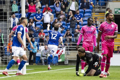 260425 - Cardiff City v West Bromwich Albion - Sky Bet Championship - Calum Chambers of Cardiff City celebrates scoring a goal ruled out for offside
